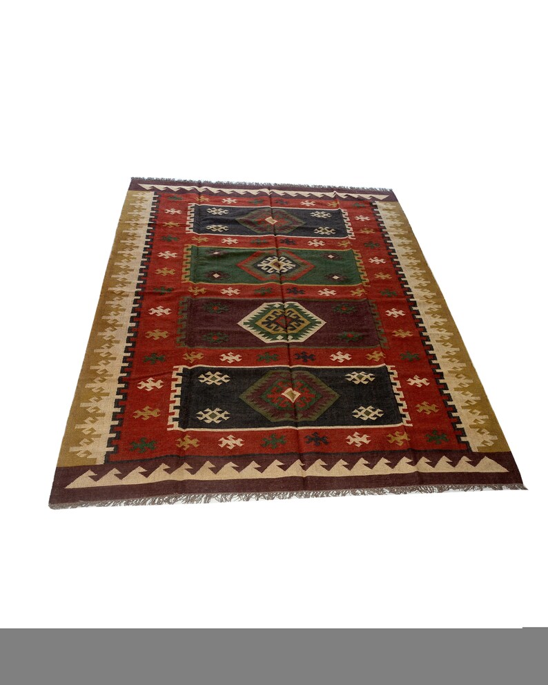 8x10 Kilim Rug Handwoven Wool and Jute Rug Handmade Kilim Etsy