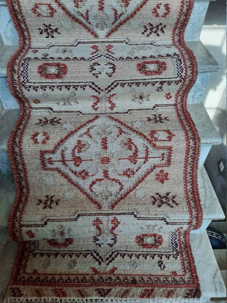 Kilim Wool Jute Multicolour Runner Rug Dhurrie Carpet,5.5x6.5 Feet Runner,Long Runner Rug,Persian Tribal Runner,IndianTraditional Runner rug