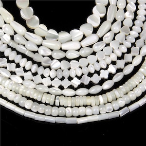 15&quot;Multiple Natural Mother of Pearl Shell Beads,Rondelle White MOP Shell Beads Trochidae,Round Drop Pearl Shell Beads for Jewelry Making Diy