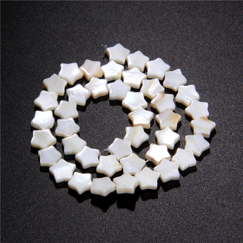 8-9mm Star Mother of Pearl Beads,Natural White Shell Beads,Five-Pointed Star Shell Beads,Pearl Shell Bead for Jewelry Making Diy 15 Strand