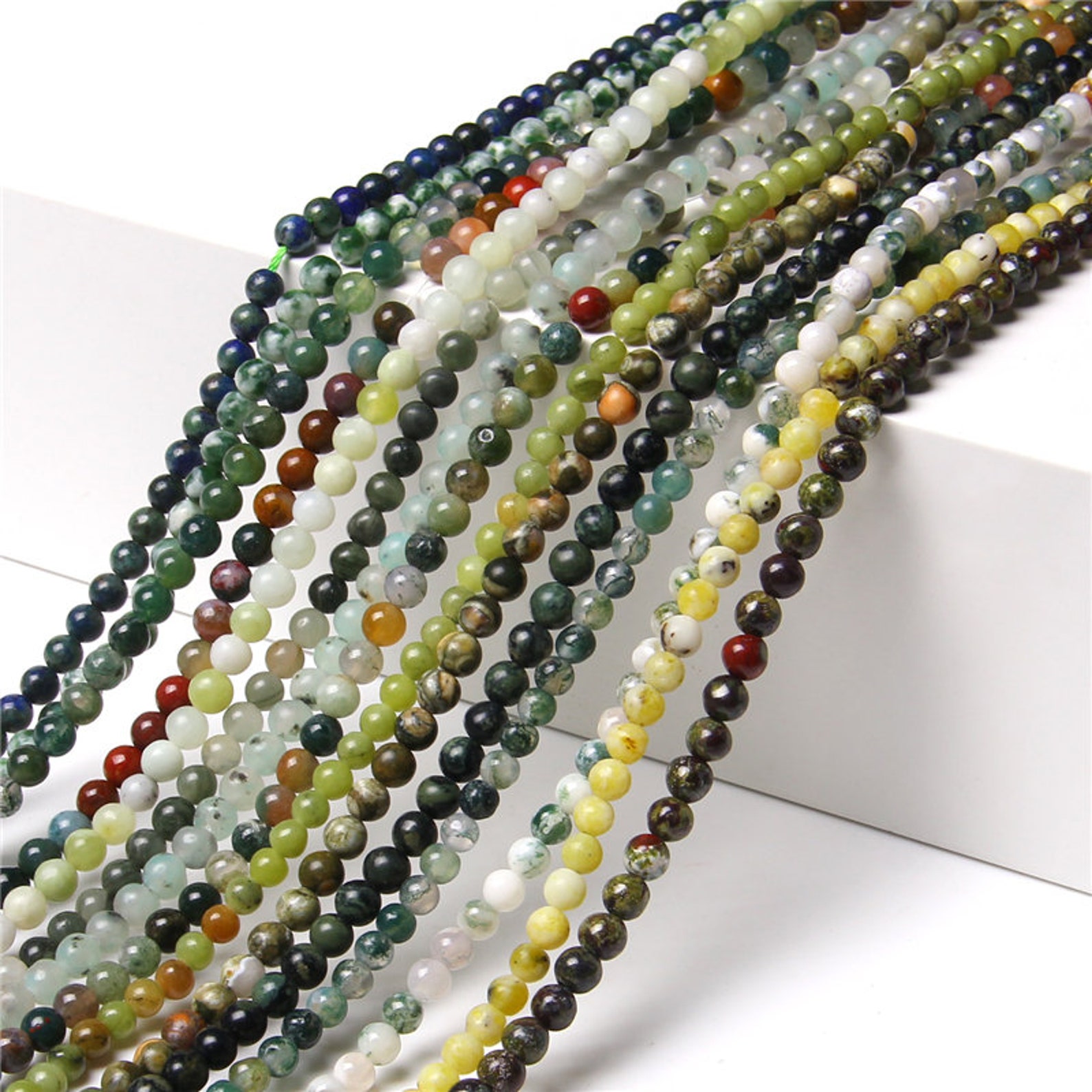 Perles naturelles de pierre de 4mm perles lisses de pierre de - Etsy France