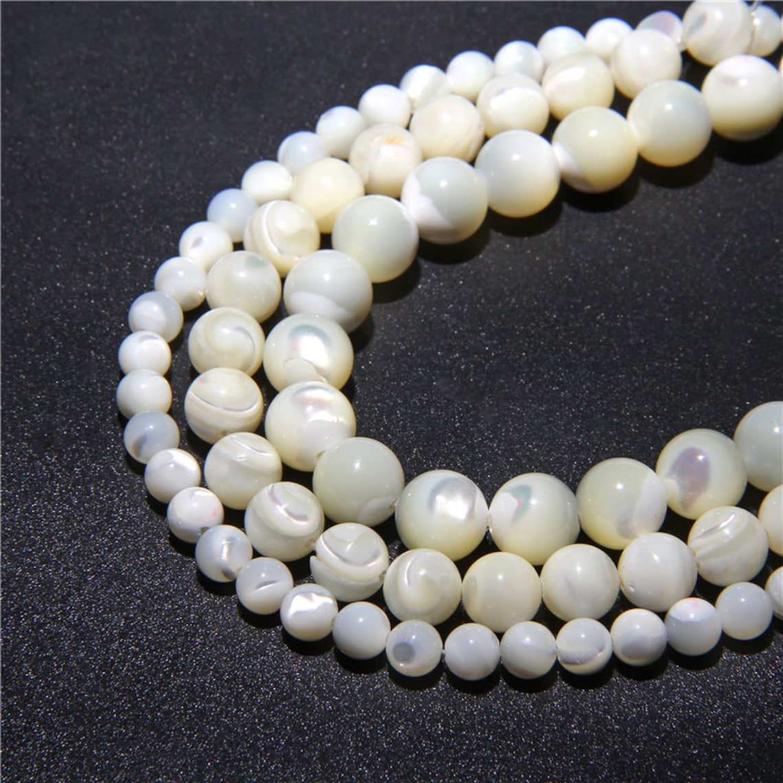 6/8/10mm Round Natural Mother of Pearl Beadssmooth White Etsy