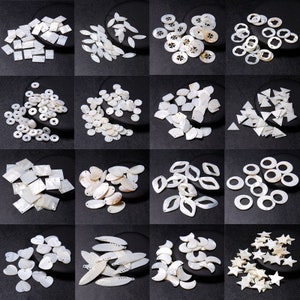 10pcs Multiple Shell Charms Beads,Natural mother of pearl shell beads,white heart star shape shell,Geometric Round MOP Shell Pendants diy