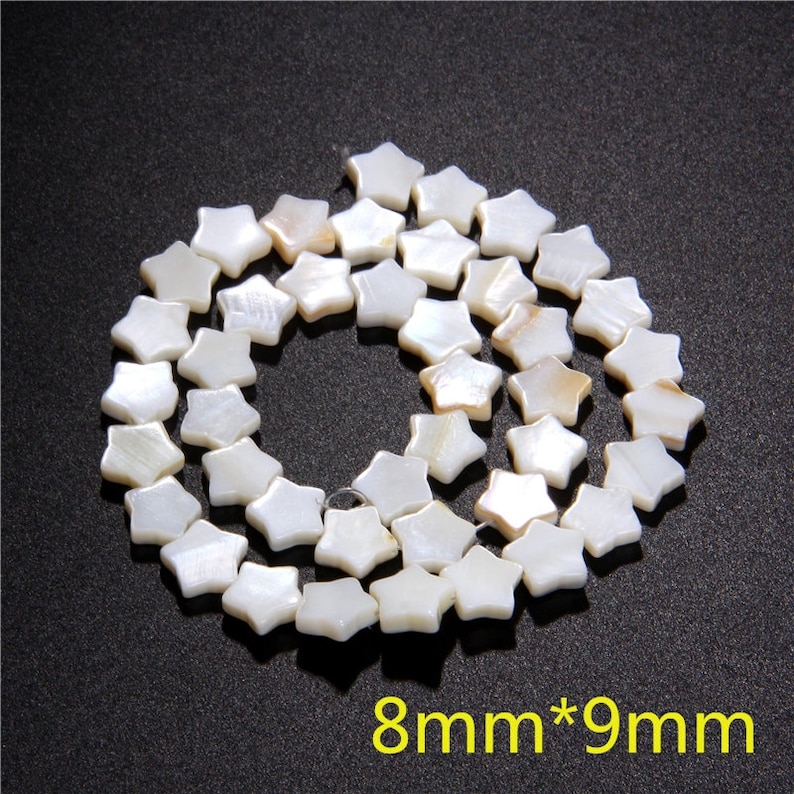 8-9mm Star Mother of Pearl Beads,Natural White Shell Beads,Five-Pointed Star Shell Beads,Pearl Shell Bead for Jewelry Making Diy 15 Strand