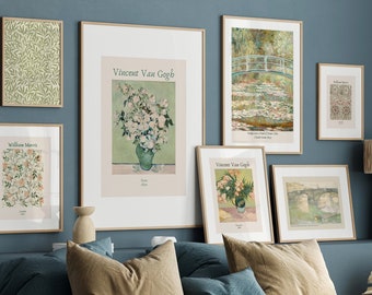 Vintage Eclectic Printable Wall Art Eclectic Gallery Wall Exhibition Prints Vintage Home Decor Green Gallery Wall Set Famous Artists Posters