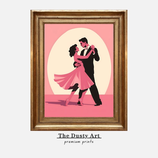 Swing Dance Poster Ballroom Dancers Poster Pink Vintage Dance Print Wall Art Dance Studio Decor Dance Teacher Gift Poster Downloadable Gift