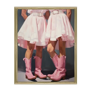 Pink Cowgirl Boots Print Retro Downloadable Poster Girly Western Wall Art Pink Apartment Painting Print 1950s Aesthetic Pink Coastal Cowgirl