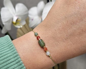 Green Jade Fortune Bracelet: Natural Stone Crystal Healing Jewelry