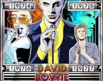 David Bowie poster - Original Chrome print pinball version 1974-76 designed and hand crafted by Dan Reaney