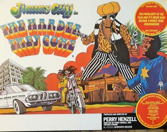 Vintage original reggae movie poster - The Harder They Come very rare UK British Quad starring Jimmy Cliff 1970s legendary Reggae music film