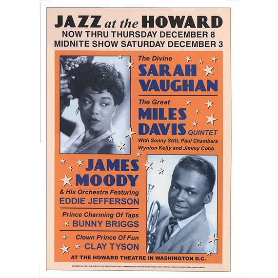 Miles Davis Commemorative Concert Poster - Sarah Vaughan Live Jazz