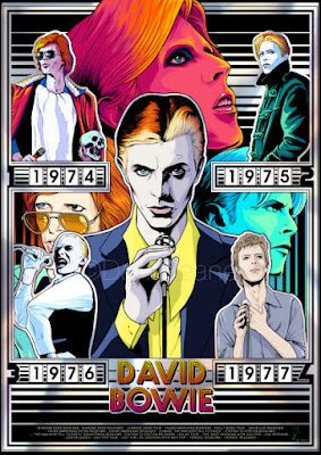 David Bowie Poster Original Chrome Print Pinball Version 197476