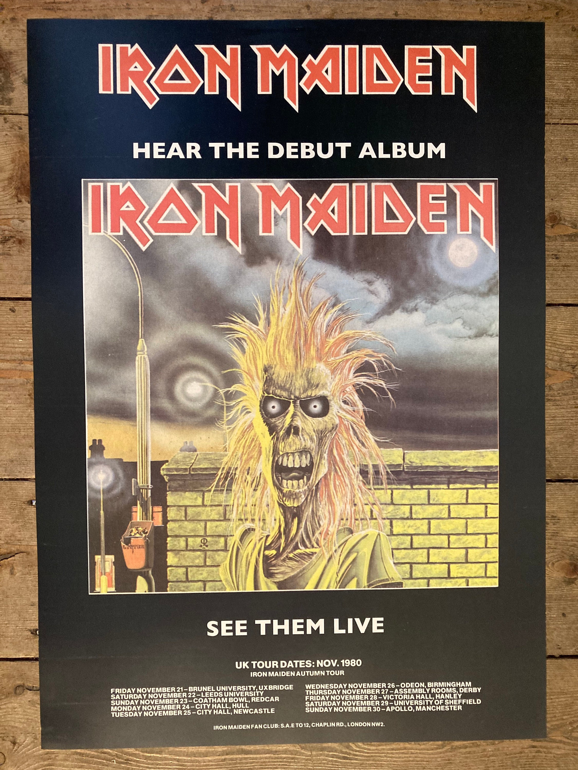 Iron Maiden Concert Poster - Debut Album & Autumn Tour 1980 Large