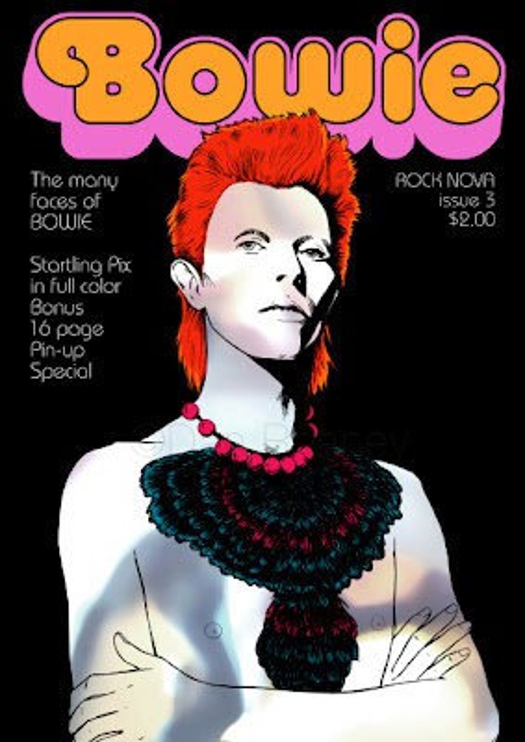 David Bowie Original Poster Design - Chrome Mirror Effect A2 Print of ...