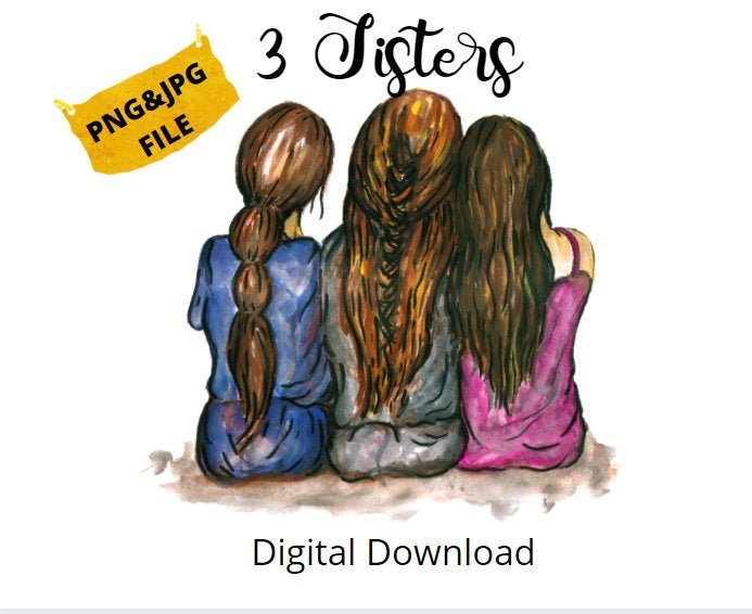 3 Sisters Clip Art l Bestfriends Clip Art l Three Girls | Etsy