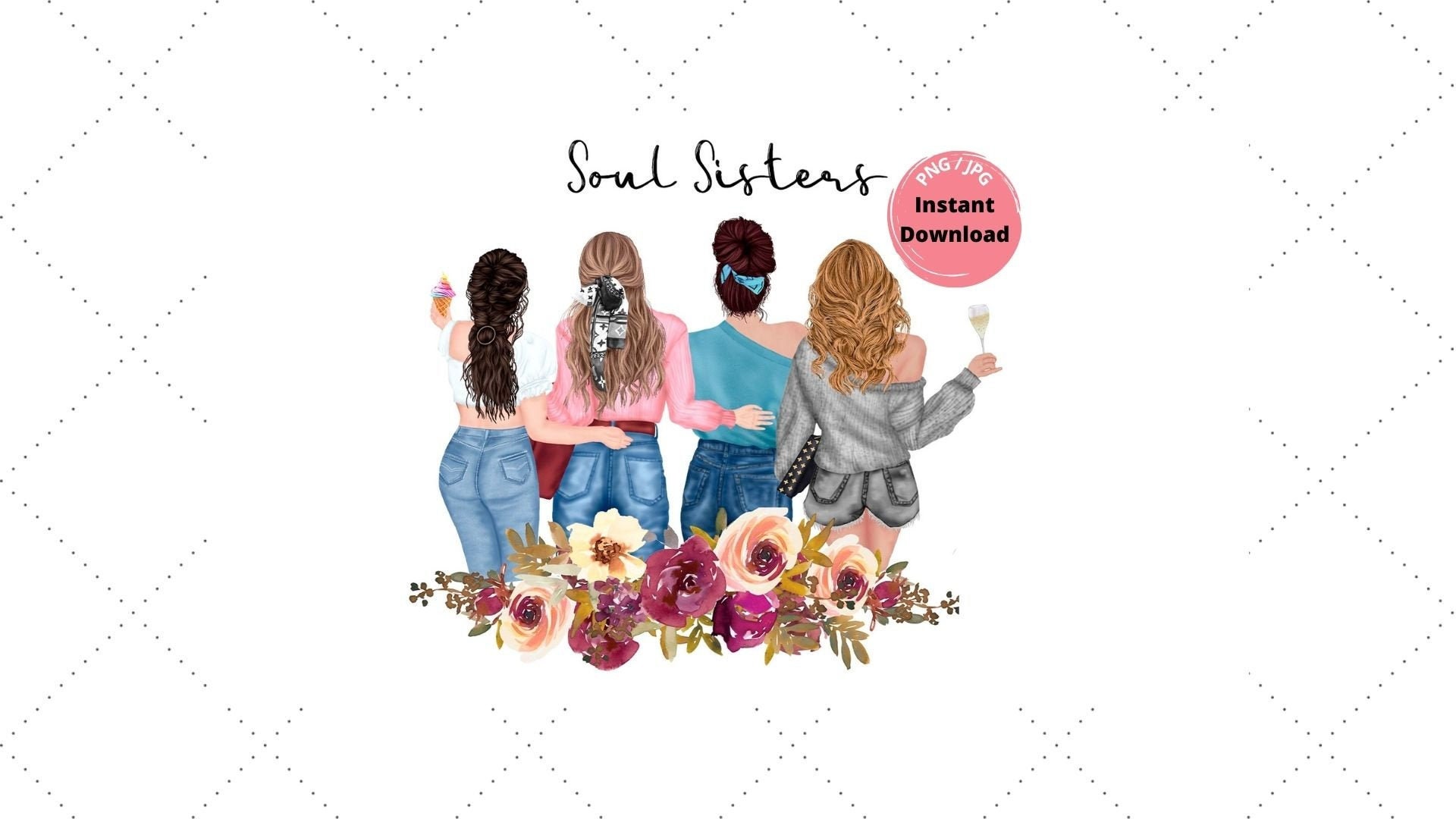 Four Sisters Clipart L 4 Sisters L Sister Png L Sister Jpg L - Etsy