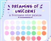 Dreaming of Unicorns Procreate Color Palette - pastel colors, cute color palette, pastel, procreate colors, happy colors