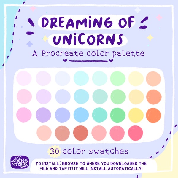 Dreaming of Unicorns Procreate Color Palette - pastel colors, cute color palette, pastel, procreate colors, happy colors