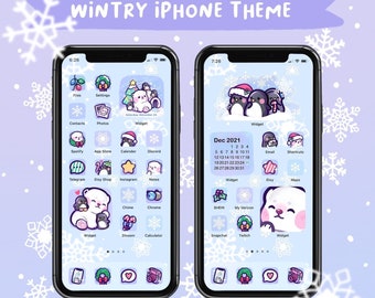 Cute Wintry iPhone Theme, Christmas icons, cute icons, pastel them, custom phone them, Custom iPad theme, cute iPad icons
