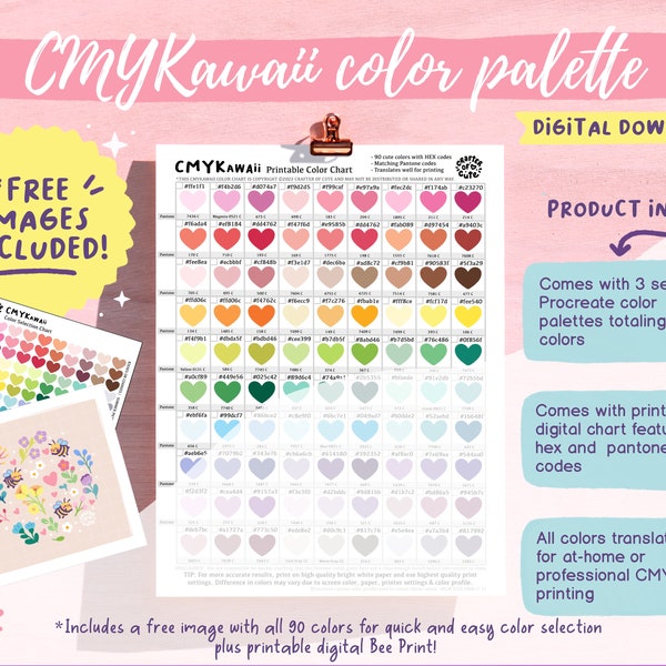 CMYKawaii Procreate Color Palette - CMYK Farben, süße Farbpalette, Pastell, Procreate Farben, fröhliche Farben