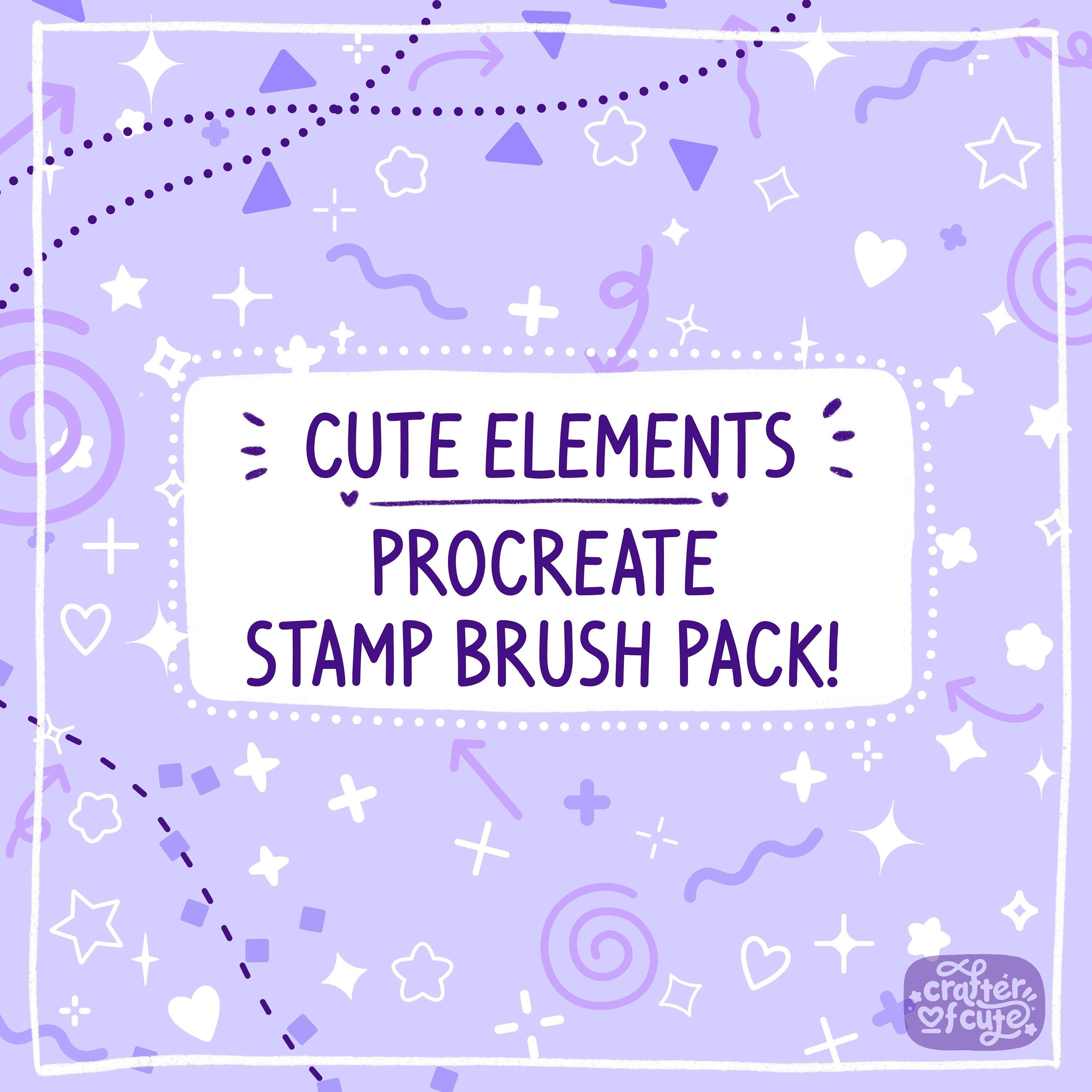 Cute Elements Procreate Stamp Brush Pack – 43 Kawaii Sparkle Brushes for iPad