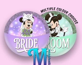 Mickey und Minnie - Braut und Bräutigam - Custom/personalisiert Disney inspiriert Button/Abzeichen/Pin! 75mm