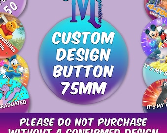 Op maat gemaakt ontwerp: op Disney geïnspireerde gepersonaliseerde button-badgespeld 75 mm