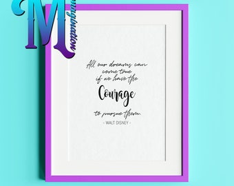 Walt Disney "Dreams Come True" Disney Inspired A4 Quote Print - Print ONLY