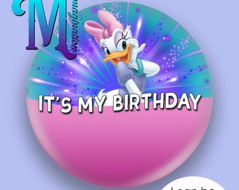 Daisy - È il mio compleanno - Spilla con bottone personalizzato ispirato a Disney "Dimensioni 75 mm"