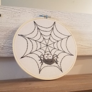 Spider Web Handmade Embroidery Hoop | Halloween Decoration | Witch Wall Hanging