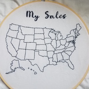 Stickrahmen Usa Karte | Reise US Map | Sales Map Hoop | DIY Kit Stickrahmen | Leere US-Karte | Titel | anpassen