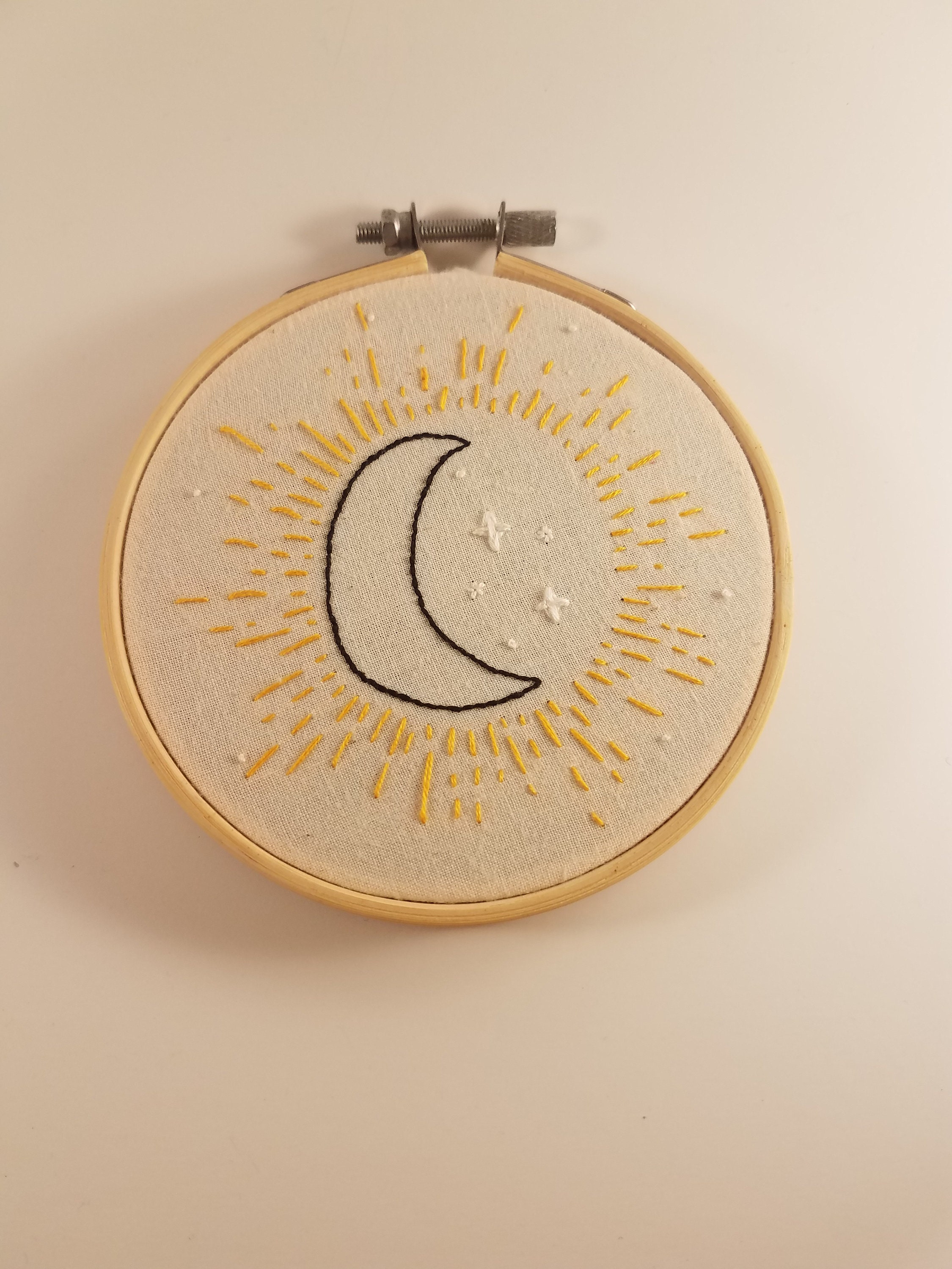 Star Sun and Moon Hoop Handmade Embroidery Celestial - Etsy