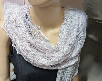 Lavender/silver/ivory lace shawl, bridal shawl, wedding wrap, lace bridal scarf, bridesmaid shawl, mother/bride shawl, all occasion shawl