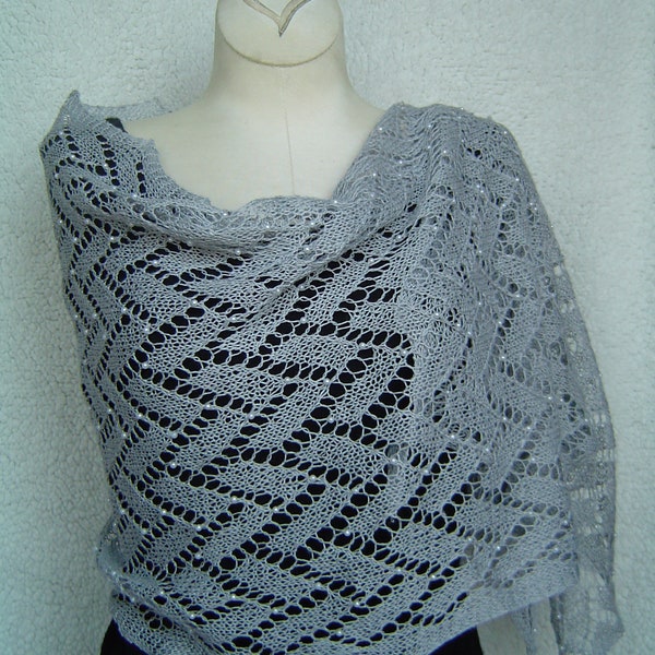 Grey lace shawl/scarf, wrap, wedding shawl, lace bridal scarf, bridesmaid shawl,  bride/groom mother shawl, spring and summer bridal shawl.