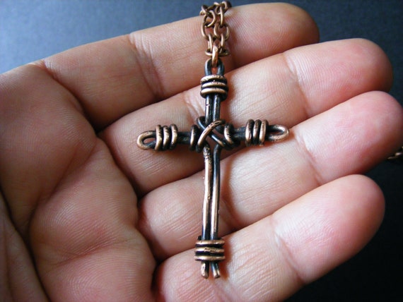 Copper Wire Cross Pendant Archaic Christian Cross Religious