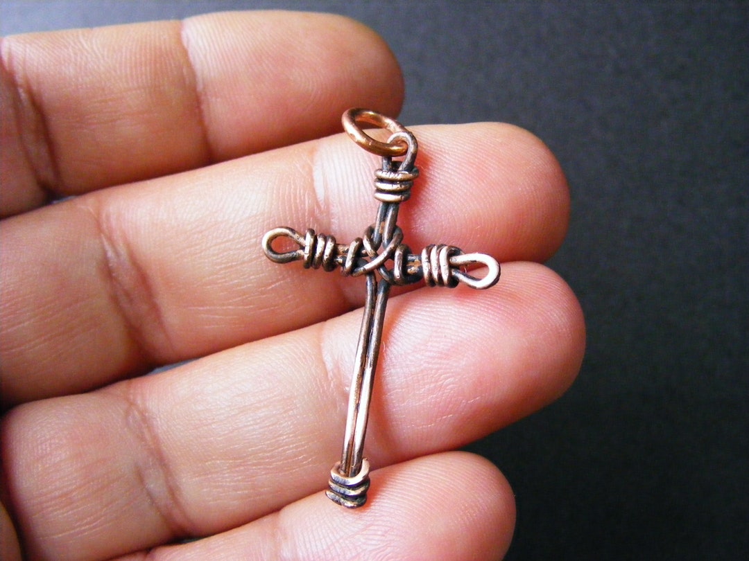 Copper Wire Small Cross Pendant Archaic Christian Cross Etsy