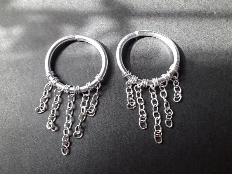 6 gauge chain wire hoop earrings for stretched ear made of Etsy