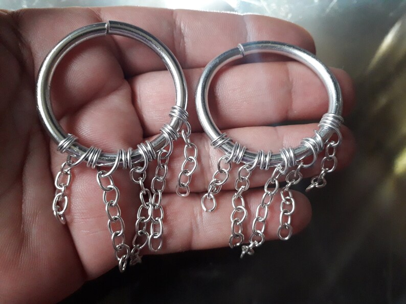 6 gauge chain wire hoop earrings for stretched ear made of Etsy