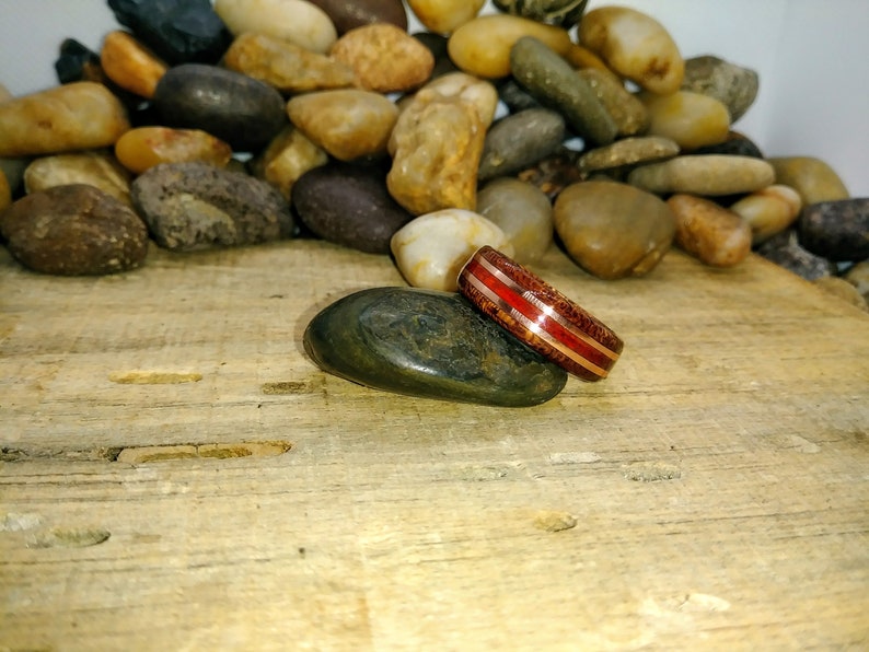 Brazilian cherry and padook with copper inlay ring Available all sizes US.