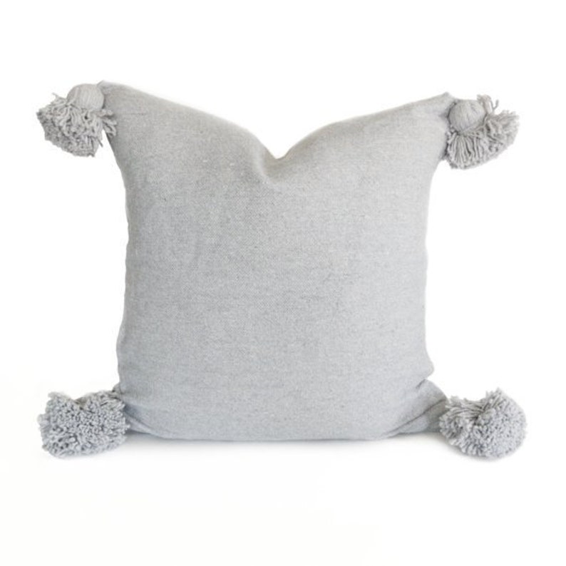 Set of 2 /20x20 Tassel Pillow Cover grey / / Pom Etsy