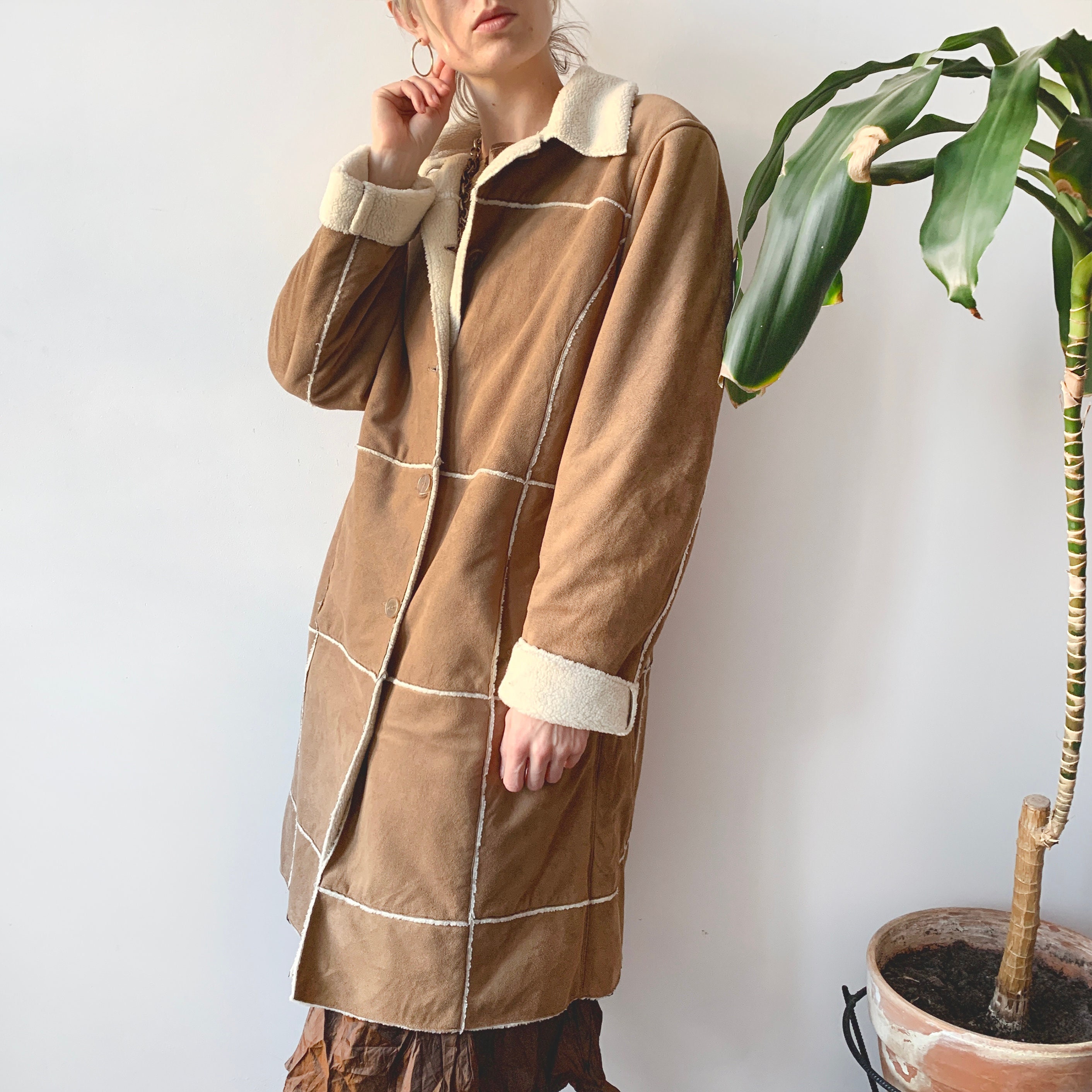 Shearling trim coat Etsy France