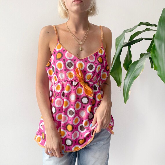 Vintage 00 s Y2K 2000 s Woman Abstract Geometric Baby Tee Spring Summer Cami Top Print Cute Blouse Size M L Etsy UK