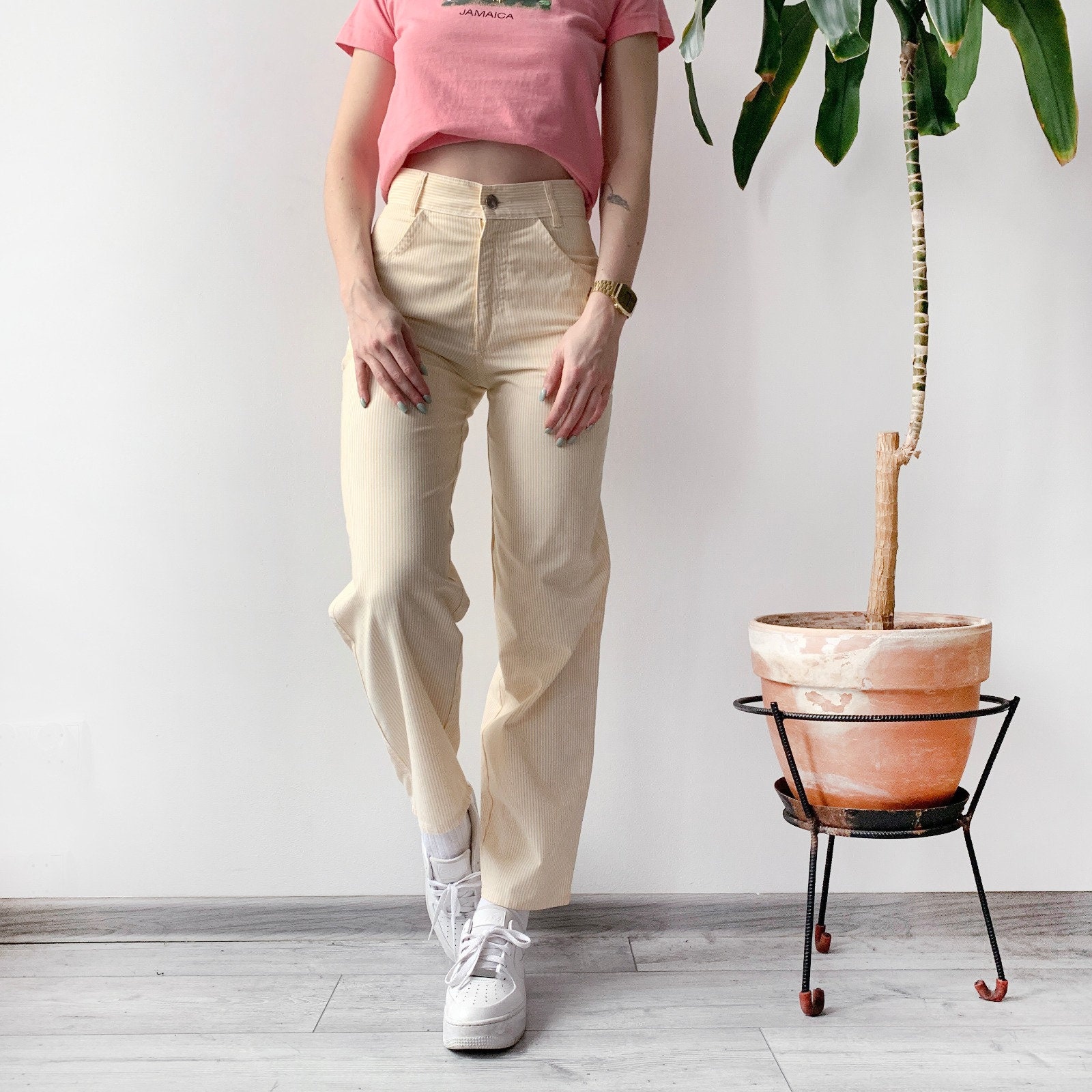 Vintage 70's 80's Cute Pastel Yellow 
