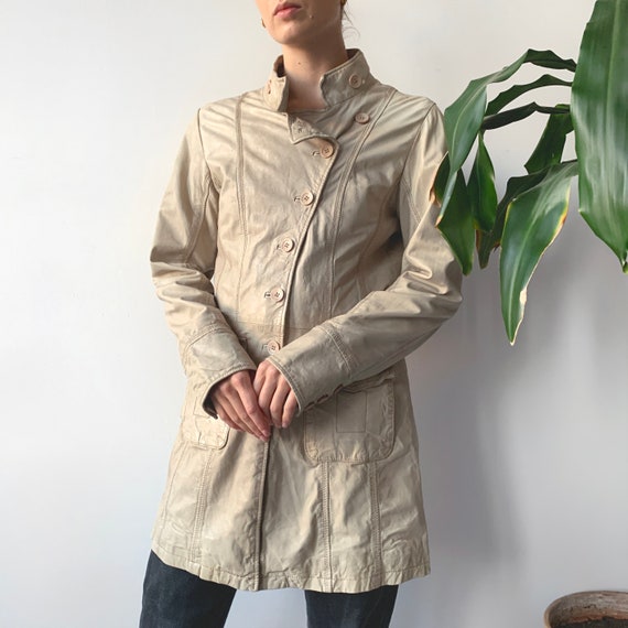 Vintage 90s Unisex Autumn Fall Classic Beige Real… - image 2
