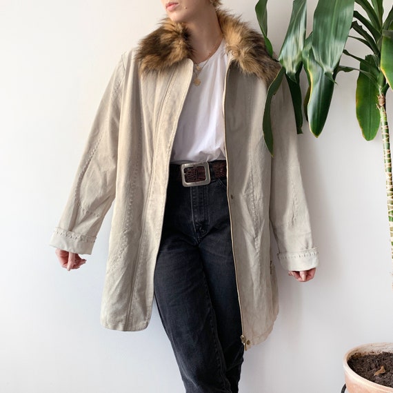 Vintage 90's 70's Unisex Beige Neutral Light Jacke