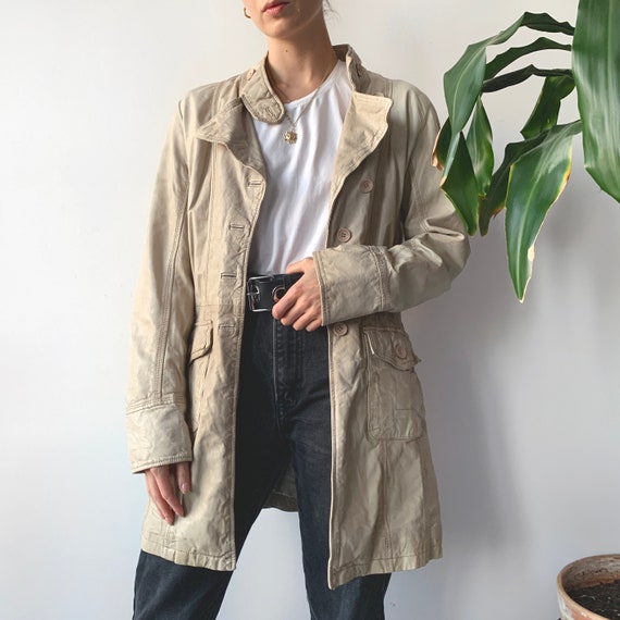 Vintage 90s Unisex Autumn Fall Classic Beige Real… - image 1