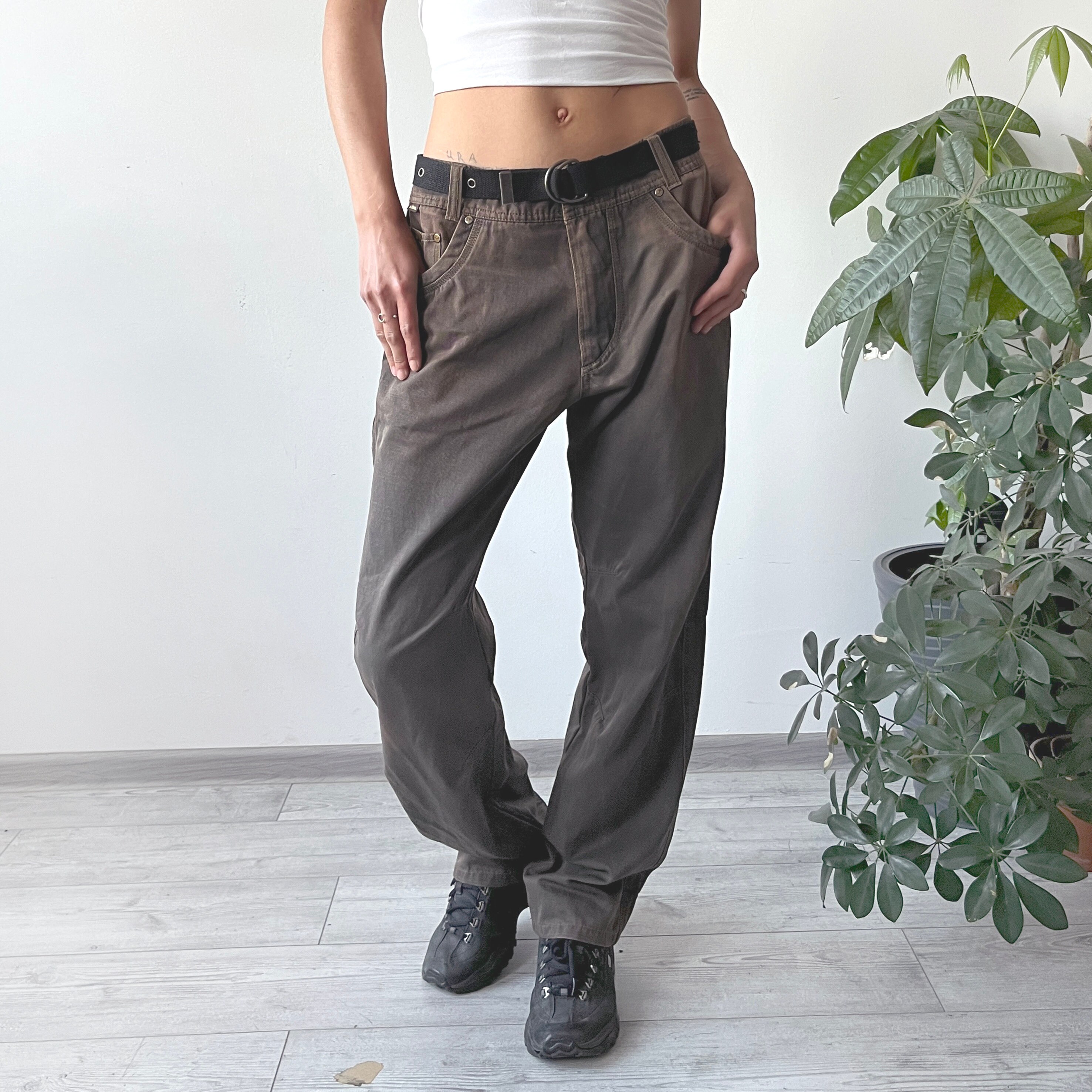 Mesh layered nylon wide yellow pants 早けれ Y2K