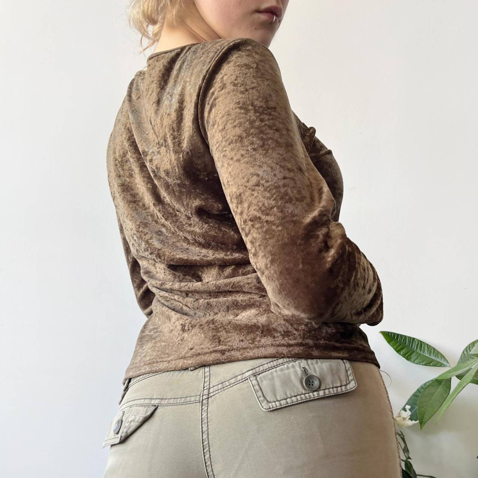 Vintage 90er 00er Y2K Braun Velour Fairy Goblincore Fairycore 