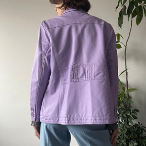 Vintage 90's Oversized Pastel Purple Faux Leather Button Up Jacket Blazer Coat Glam Streetwear Style Size XL image 4