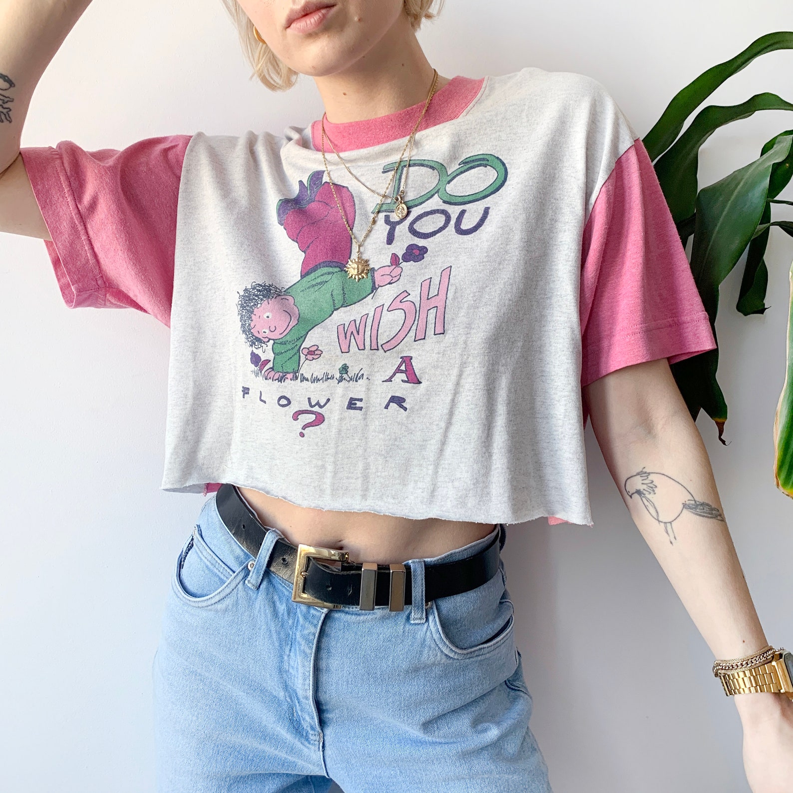 Vintage Pink Grey Graphic Tee Custom Crop Top Cute Tshirt | Etsy